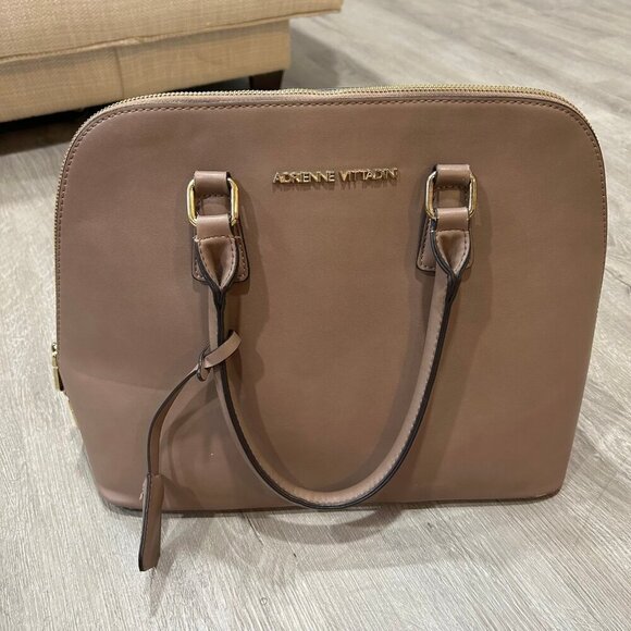 Adrienne Vittadini Beige Satchel Double Handle Shoulder Tote Bag - Picture 4 of 8